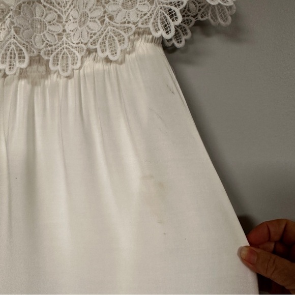 Solitaire Swim Bohemian Off The Shoulder White Lacey Dress / Cover up , M - Picture 16 of 16